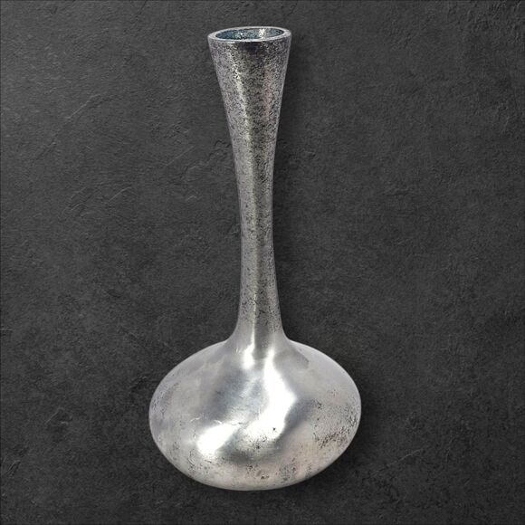 Vintage Pewter Bud Vase 11" Tall Modern Genie Form Heavy Sculptural Décor - Picture 3 of 9